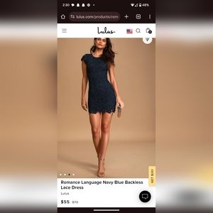 Dark Blue Lulu's romance language lace dress, Large